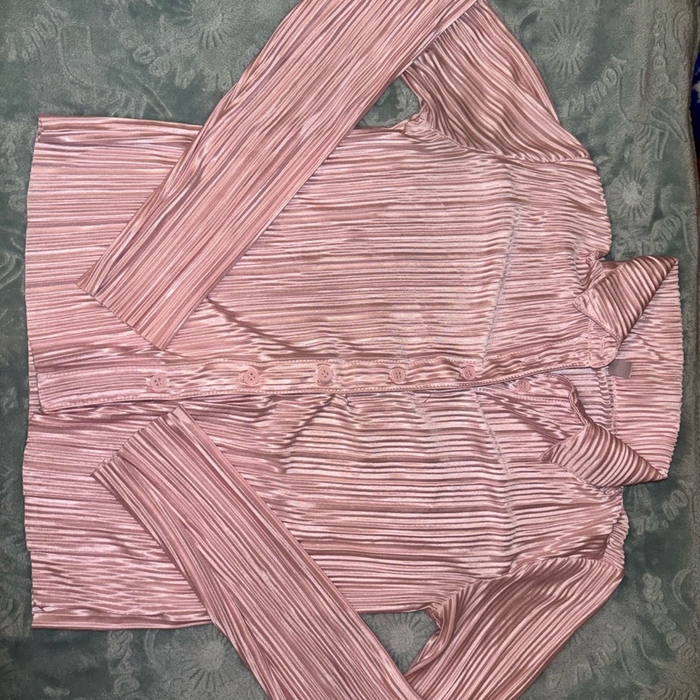 NOBO Blush Pink Pleated silk Blouse